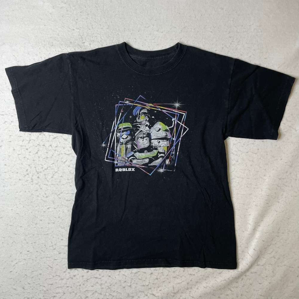 Roblox Graphic T-Shirt Size M Black Short Sleeve Crew Neck Gaming‎ Tee